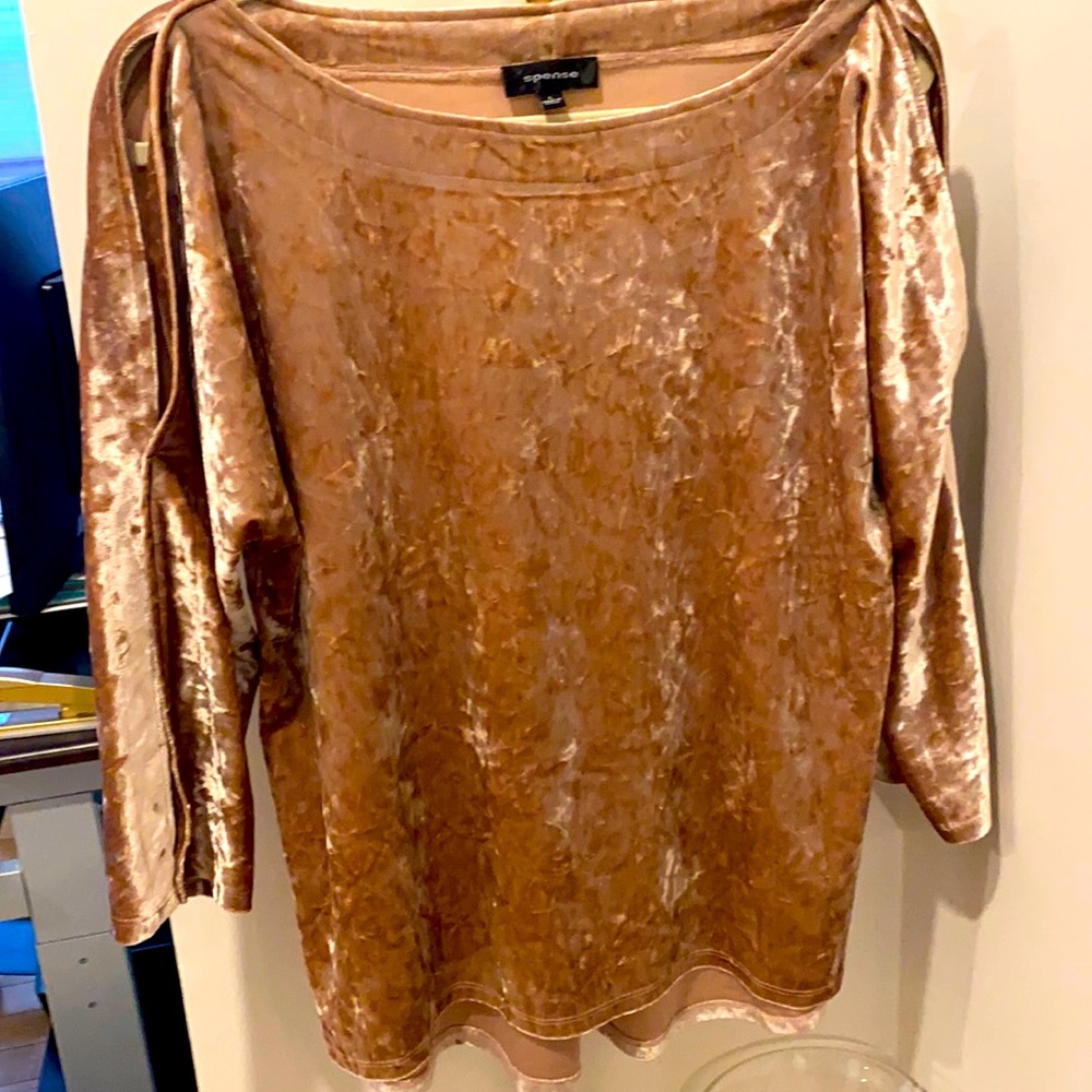 Spense Crushed Velvet blush pink top